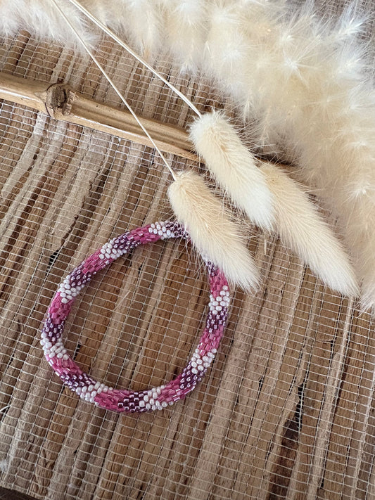 Bracelet Népalais rose violet et blanc